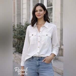 ba&sh Paris White Button Down Shirt Small French Minimalist Chic